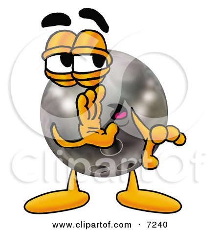 Clipart Picture of a Bowling Ball Mascot Cartoon Character Whispering and Gossiping by Mascot Junction