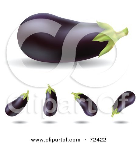 Royalty-Free (RF) Clipart Illustration of a Digital Collage Of Purple Eggplants At Different Angles by cidepix