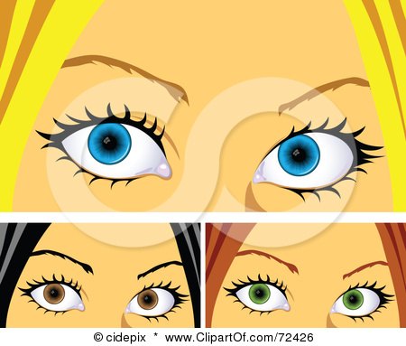 Royalty-Free (RF) Clipart Illustration of a Digital Collage Of Three Women's Tearing Eyes by cidepix