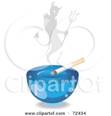 Royalty-Free (RF) Clipart Illustration of a Devil's Shadow Over A Cigarette On An Ash Tray by cidepix