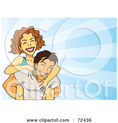 Royalty-Free (RF) Clipart Illustration of a Happy Man Carrying His Lady On His Back by cidepix