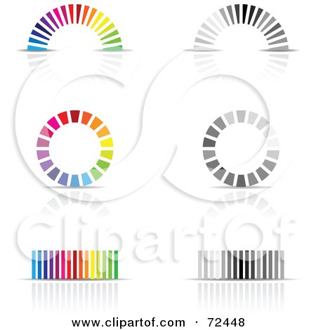 Royalty-Free (RF) Clipart Illustration of a Digital Collage Of Gray And Color Rainbows, Wheels And Lines by cidepix