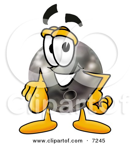 Clipart Picture of a Bowling Ball Mascot Cartoon Character Pointing at the Viewer by Mascot Junction
