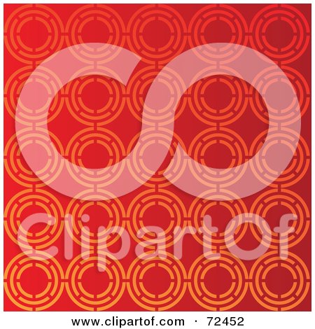 Royalty-Free (RF) Clipart Illustration of a Bright Red Background With Orange Circle Patterns by cidepix