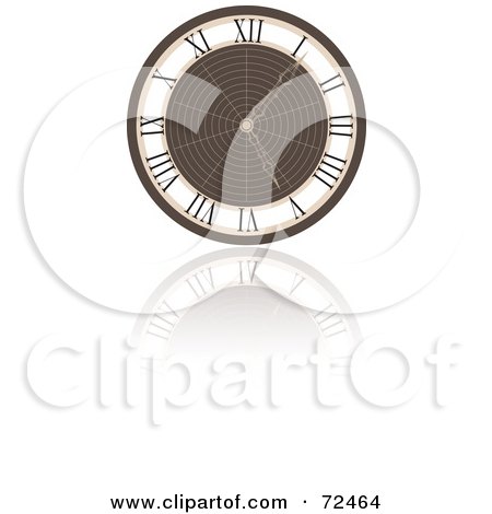 Royalty-Free (RF) Clipart Illustration of a Brown 3d Wall Clock With A Reflection by cidepix