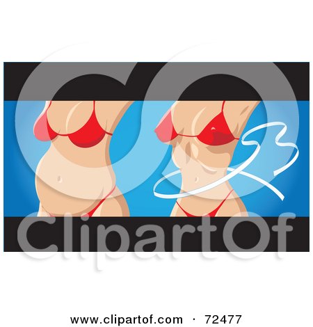 Royalty-Free (RF) Clipart Illustration of a Woman's Body Shown Overweight And Slender by cidepix