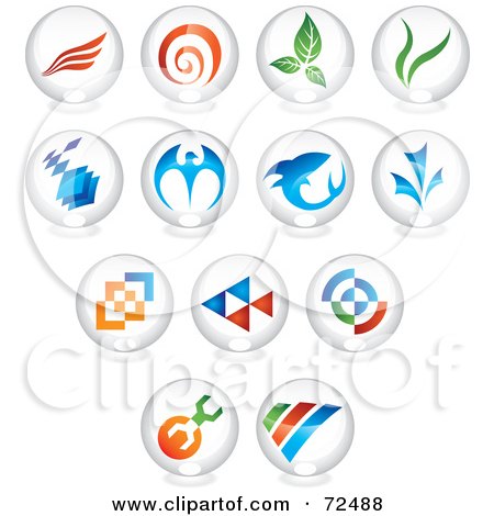 Royalty-Free (RF) Clipart Illustration of a Digital Collage Of Round 3d Glass Logo Icons by cidepix