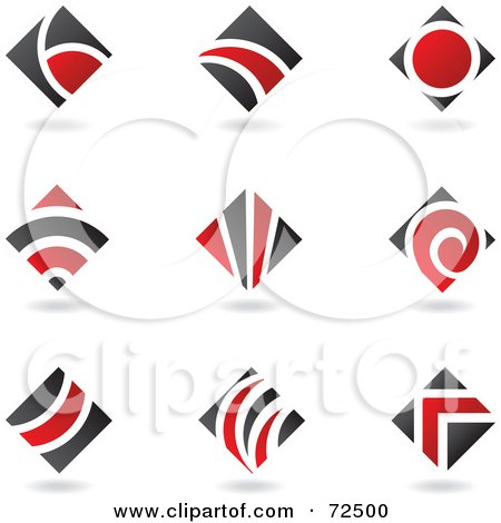 Royalty-Free (RF) Clipart Illustration of a Digital Collage Of Black And Red Diamond Logo Icons by cidepix