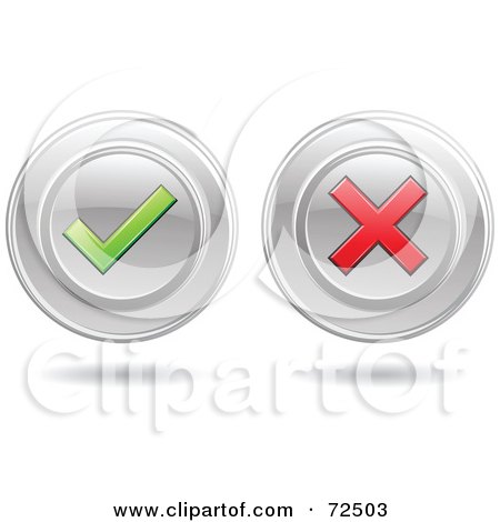Royalty-Free (RF) Clipart Illustration of a Digital Collage Of Chrome Round Website Buttons With Check And X Marks by cidepix