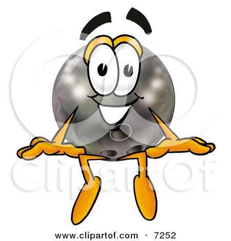 Clipart Picture of a Bowling Ball Mascot Cartoon Character Sitting by Mascot Junction