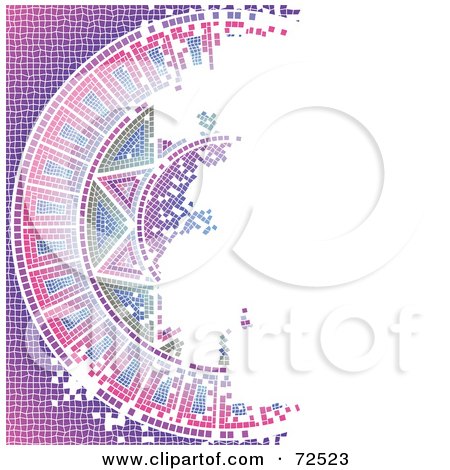 Royalty-Free (RF) Clipart Illustration of a Purple Mosaic Tile Background With White Age Grunge by cidepix