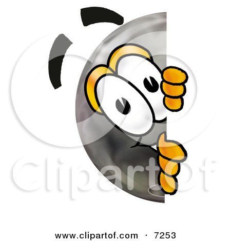 Clipart Picture of a Bowling Ball Mascot Cartoon Character Peeking Around a Corner by Mascot Junction