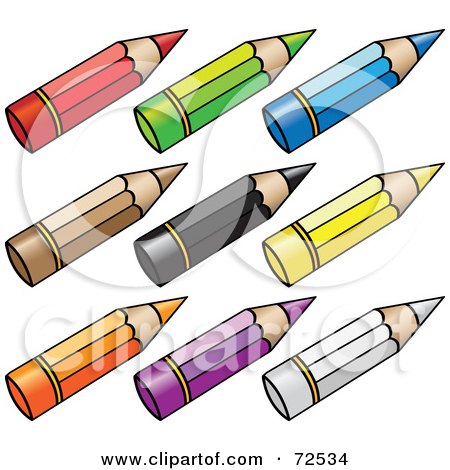 Royalty-Free (RF) Clipart Illustration of a Digital Collage Of Short Stubby Colored Pencils by cidepix