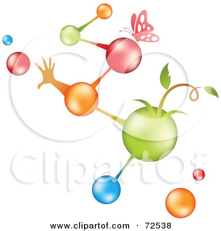 Royalty-Free (RF) Clipart Illustration of Colorful Life Molecules With Plants, Hands And Butterflies by cidepix