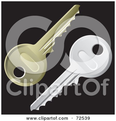 Royalty-Free (RF) Clipart Illustration of Gold And Silver House Keys On Black by cidepix