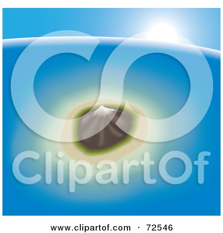 Royalty-Free (RF) Clipart Illustration of a Deserted Volcanic Ocean Surrounded By Blue Sea by cidepix