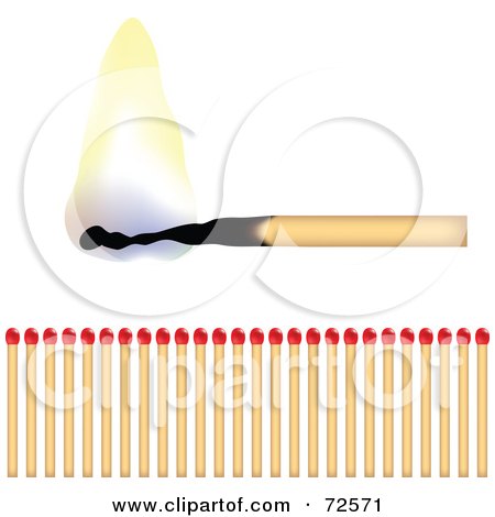 Royalty-Free (RF) Clipart Illustration of a Burning Match Over A Row Of Match Sticks by cidepix