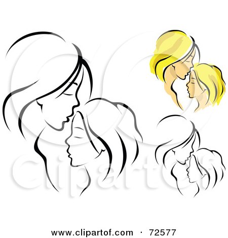 Royalty-Free (RF) Clipart Illustration of a Digital Collage Of A Mother Tenderly Kissing Her Daughter's Forehead by cidepix