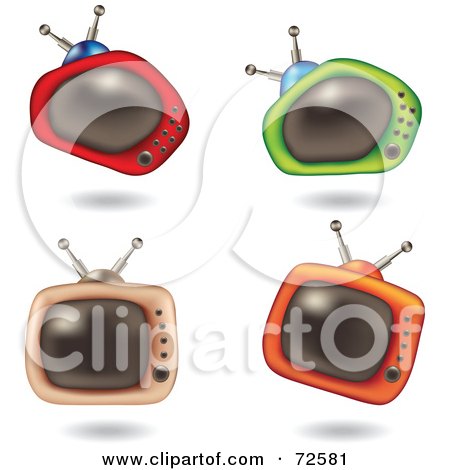 Royalty-Free (RF) Clipart Illustration of a Digital Collage Of Four 3d Funky Television Sets by cidepix