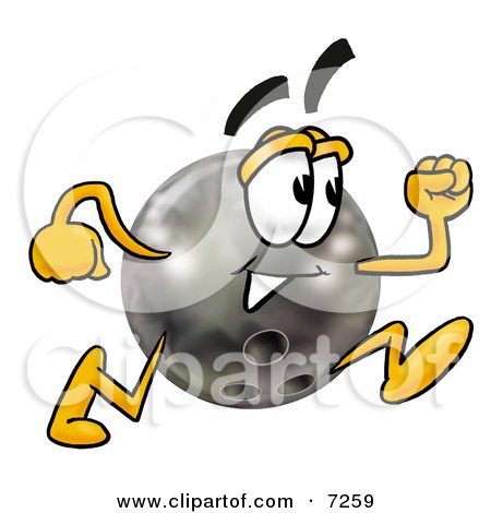 Clipart Picture of a Bowling Ball Mascot Cartoon Character Running by Mascot Junction