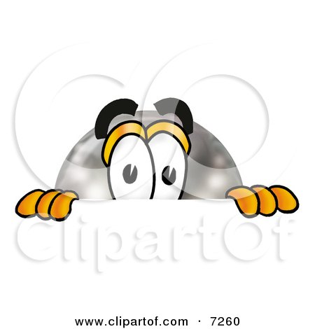 Clipart Picture of a Bowling Ball Mascot Cartoon Character Peeking Over a Surface by Mascot Junction