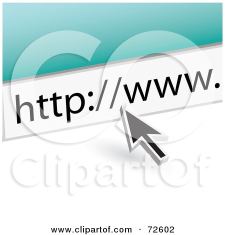 Royalty-Free (RF) Clipart Illustration of a Cursor Arrow Pointing To The URL Field In A Browser by Arena Creative