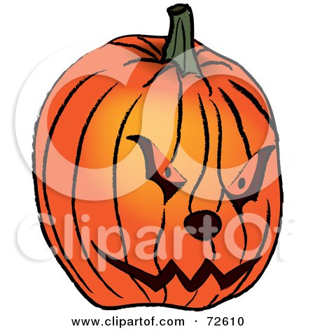 Royalty-Free (RF) Clipart Illustration of a Carved Mean, Orange Jackolantern Halloween Pumpkin by Pams Clipart