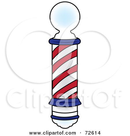 Royalty-Free (RF) Clipart Illustration of a Red And Blue Spiraling Old Fashioned Barbers Pole by Pams Clipart