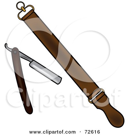 Royalty-Free (RF) Clipart Illustration of an Old Fashioned Razor And Strop by Pams Clipart