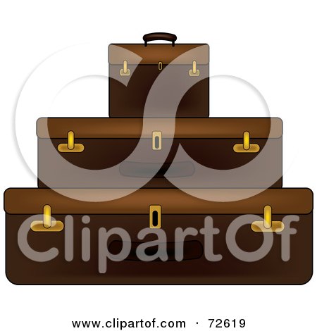 Royalty-Free (RF) Clipart Illustration of a Stack Of Three Brown Suitcases by Pams Clipart