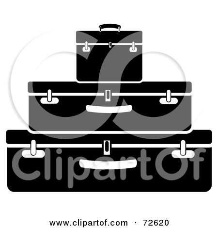 Royalty-Free (RF) Clipart Illustration of a Stack Of Three Black And White Suitcases by Pams Clipart
