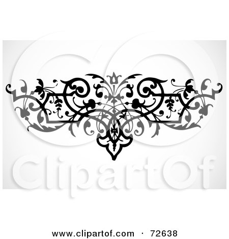 Royalty-Free (RF) Clipart Illustration of a Black And White Bold Elegant Vine Border Design Element by BestVector