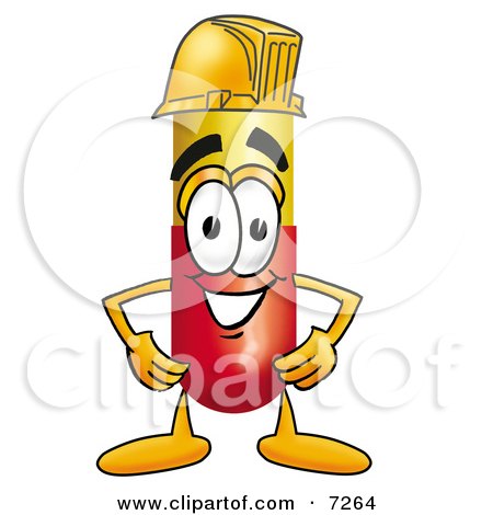 Clipart Picture of a Medicine Pill Capsule Mascot Cartoon Character Wearing a Helmet by Mascot Junction