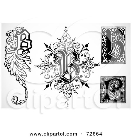 Royalty-Free (RF) Clipart Illustration of a Digital Collage Of Black And White Letters; B - Version 2 by BestVector