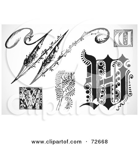 Royalty-Free (RF) Clipart Illustration of a Digital Collage Of Black And White Letters; W - Version 1 by BestVector