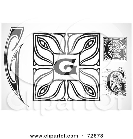 Royalty-Free (RF) Clipart Illustration of a Digital Collage Of Black And White Letters; G - Version 3 by BestVector