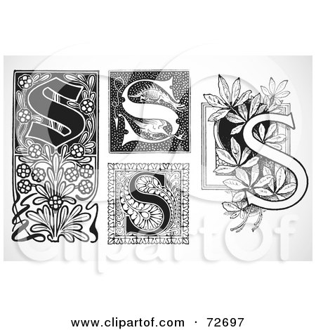 Royalty-Free (RF) Clipart Illustration of a Digital Collage Of Black And White Letters; S - Version 2 by BestVector