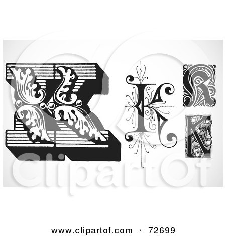 Royalty-Free (RF) Clipart Illustration of a Digital Collage Of Black And White Letters; K - Version 2 by BestVector