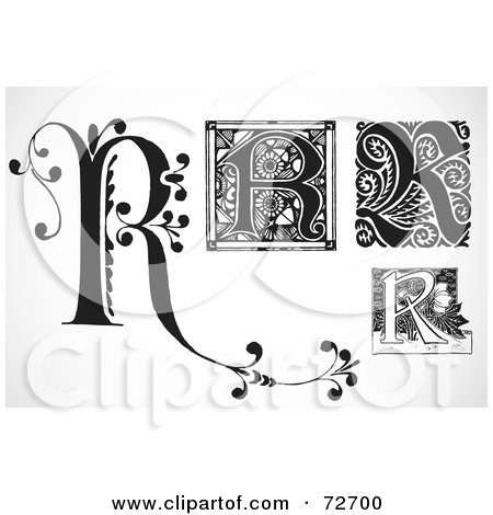 Royalty-Free (RF) Clipart Illustration of a Digital Collage Of Black And White Letters; R- Version 2 by BestVector