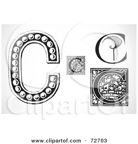 Royalty-Free (RF) Clipart Illustration of a Digital Collage Of Black And White Letters; C - Version 3 by BestVector