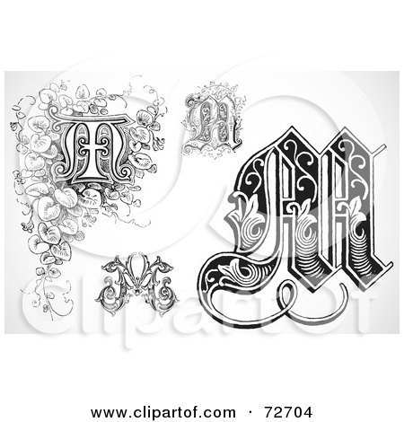 Royalty-Free (RF) Clipart Illustration of a Digital Collage Of Black And White Letters; M - Version 3 by BestVector