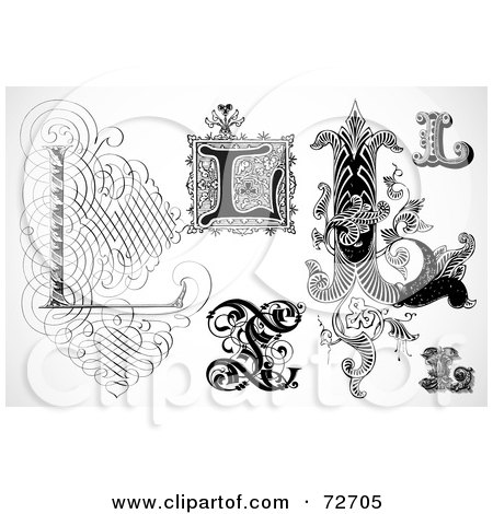 Royalty-Free (RF) Clipart Illustration of a Digital Collage Of Black And White Letters; L - Version 1 by BestVector