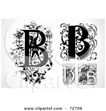 Royalty-Free (RF) Clipart Illustration of a Digital Collage Of Black And White Letters; B - Version 3 by BestVector