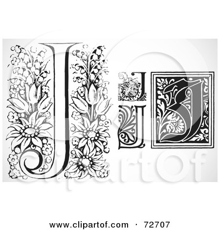 Royalty-Free (RF) Clipart Illustration of a Digital Collage Of Black And White Letters; J - Version 3 by BestVector