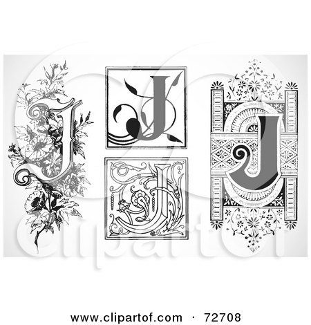Royalty-Free (RF) Clipart Illustration of a Digital Collage Of Black And White Letters; J - Version 2 by BestVector