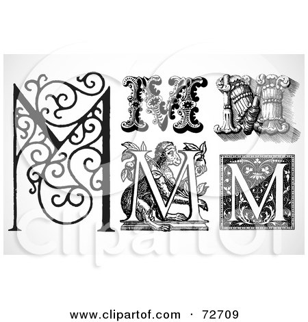 Royalty-Free (RF) Clipart Illustration of a Digital Collage Of Black And White Letters; M - Version 1 by BestVector