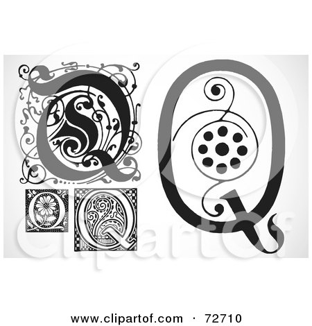 Royalty-Free (RF) Clipart Illustration of a Digital Collage Of Black And White Letters; Q - Version 2 by BestVector