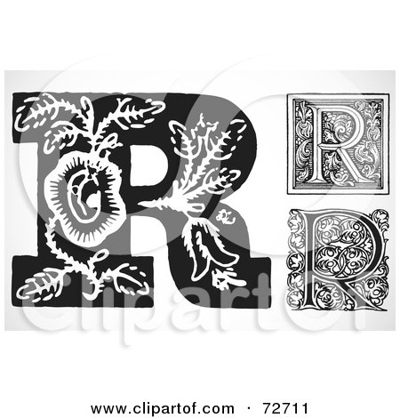 Royalty-Free (RF) Clipart Illustration of a Digital Collage Of Black And White Letters; R- Version 3 by BestVector