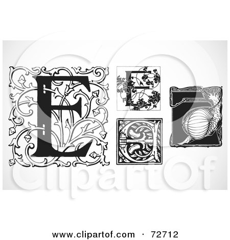 Royalty-Free (RF) Clipart Illustration of a Digital Collage Of Black And White Letters; E - Version 3 by BestVector
