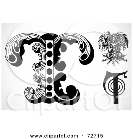 Royalty-Free (RF) Clipart Illustration of a Digital Collage Of Black And White Letters; T - Version 1 by BestVector
